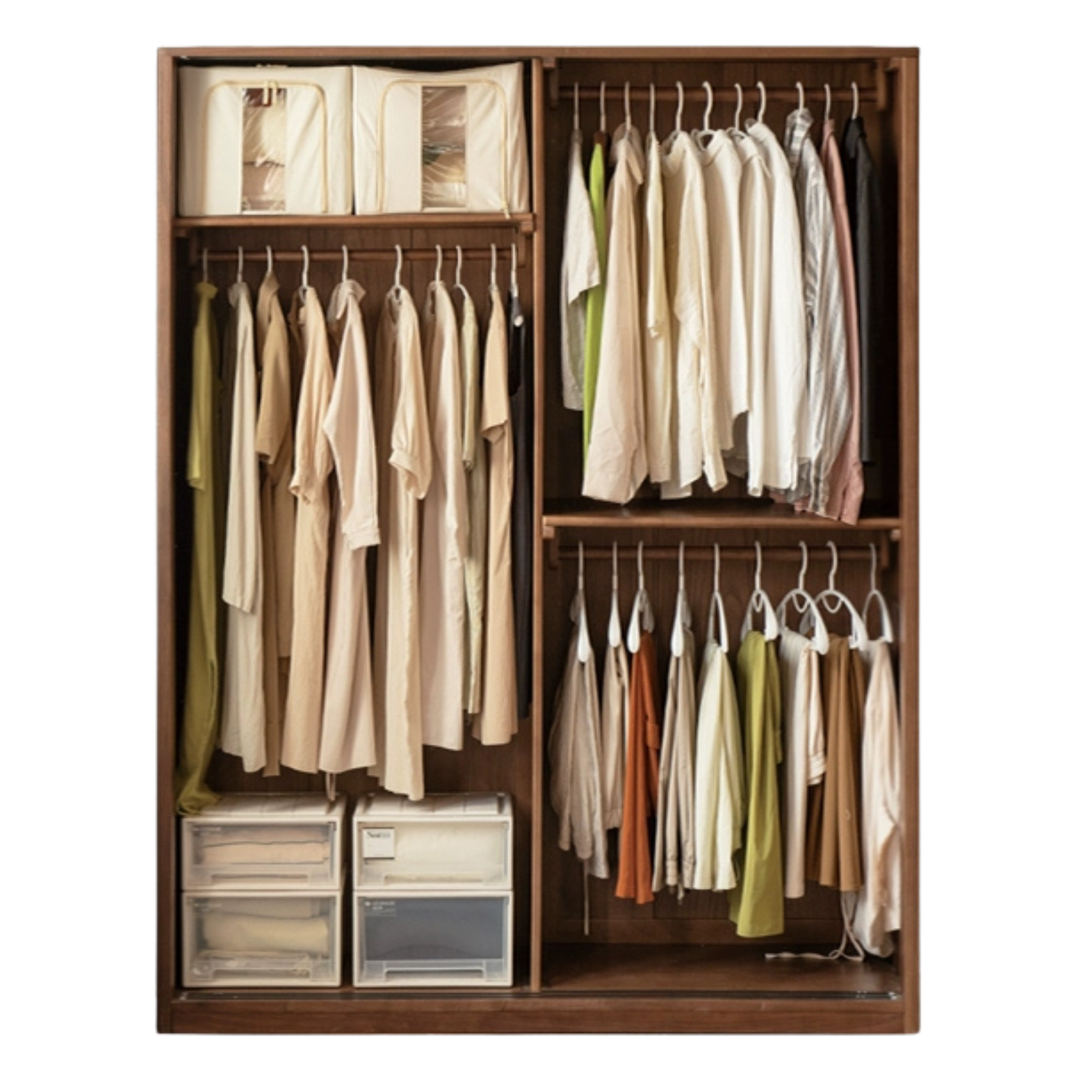 Black Walnut Solid Wood Sliding Door Wardrobe.