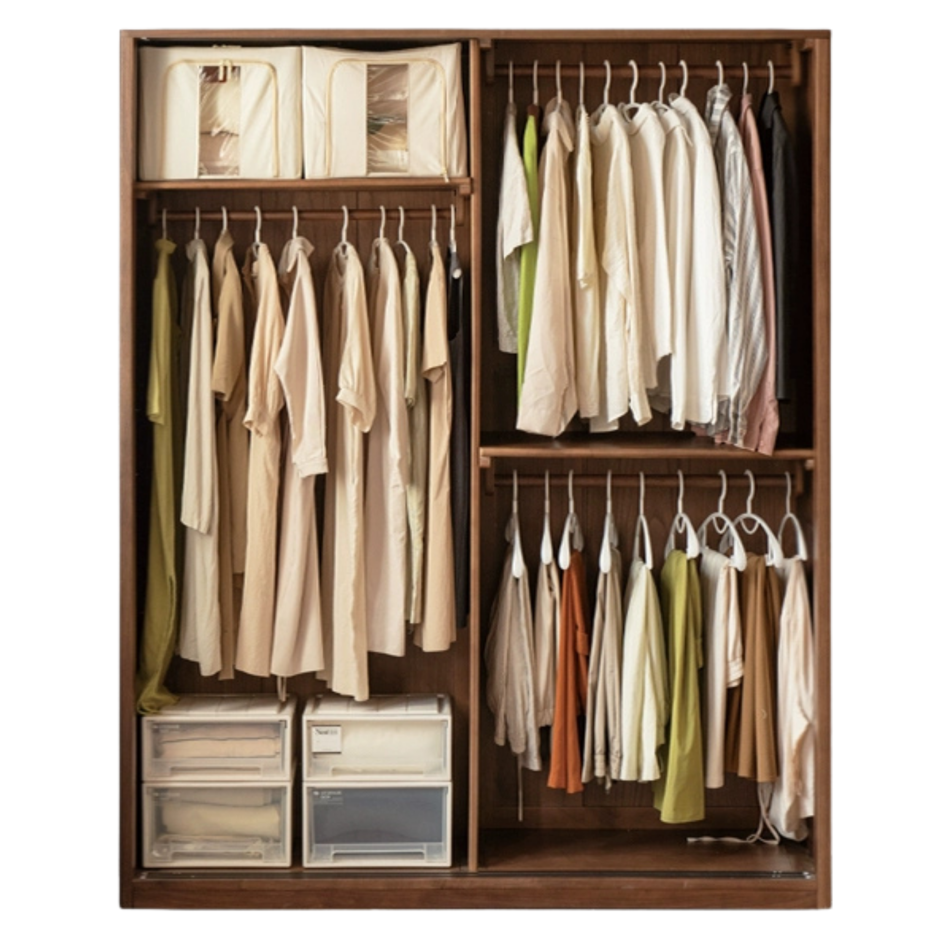 Black Walnut Solid Wood Sliding Door Wardrobe.
