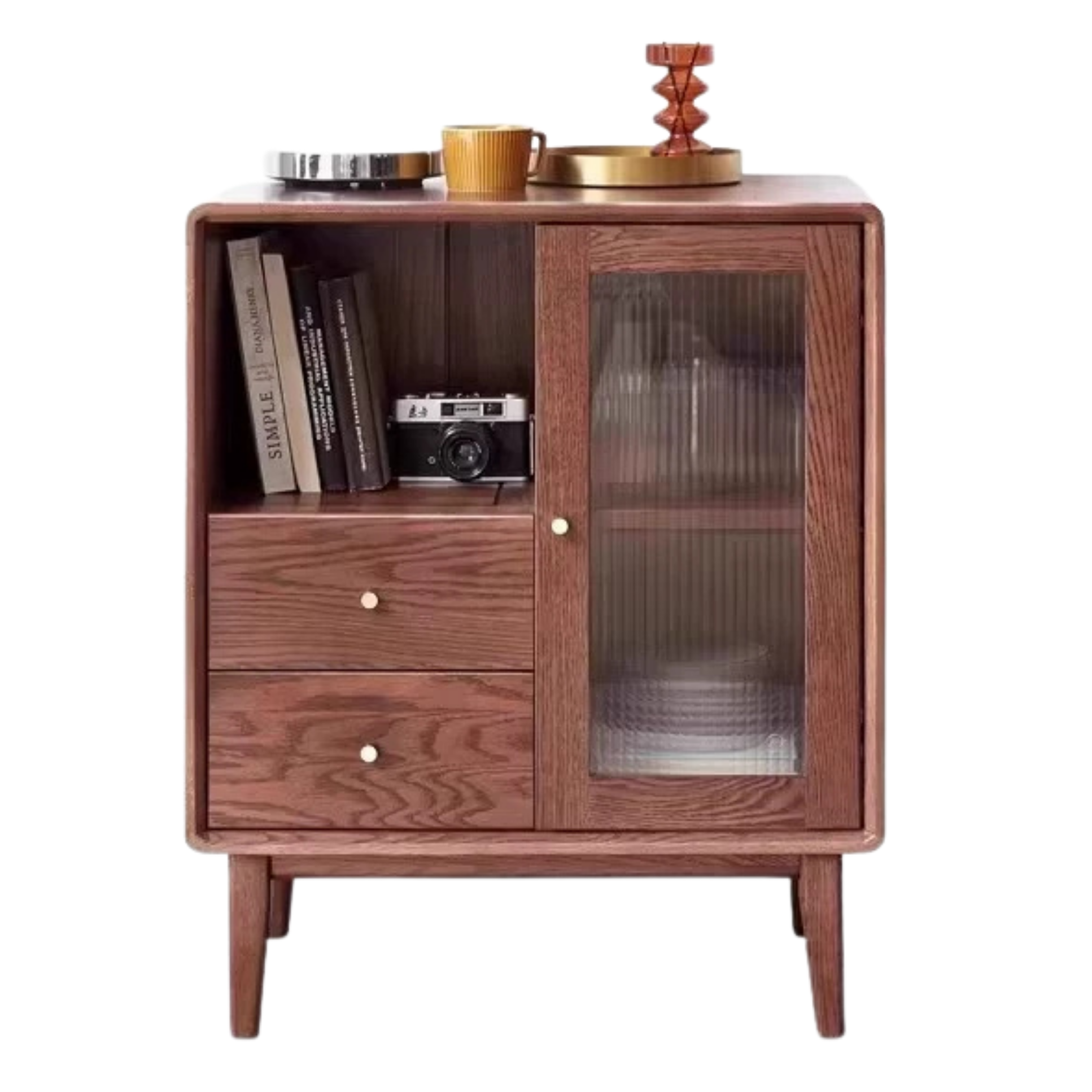 Oak Solid Wood, Solid Rubberwood Side Cabinet.