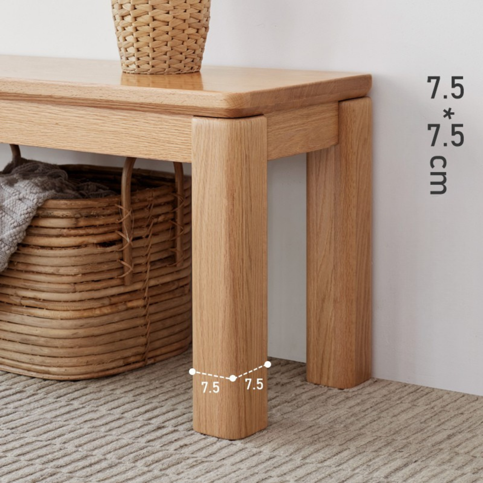 Oak Solid Wood Long Nordic Modern Bench