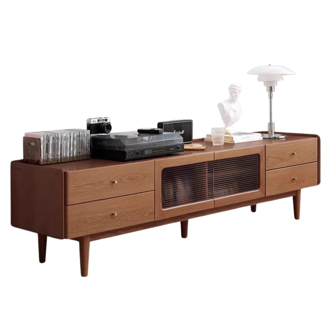 Ash Solid Wood TV Cabinet Minimalist Rock Plate