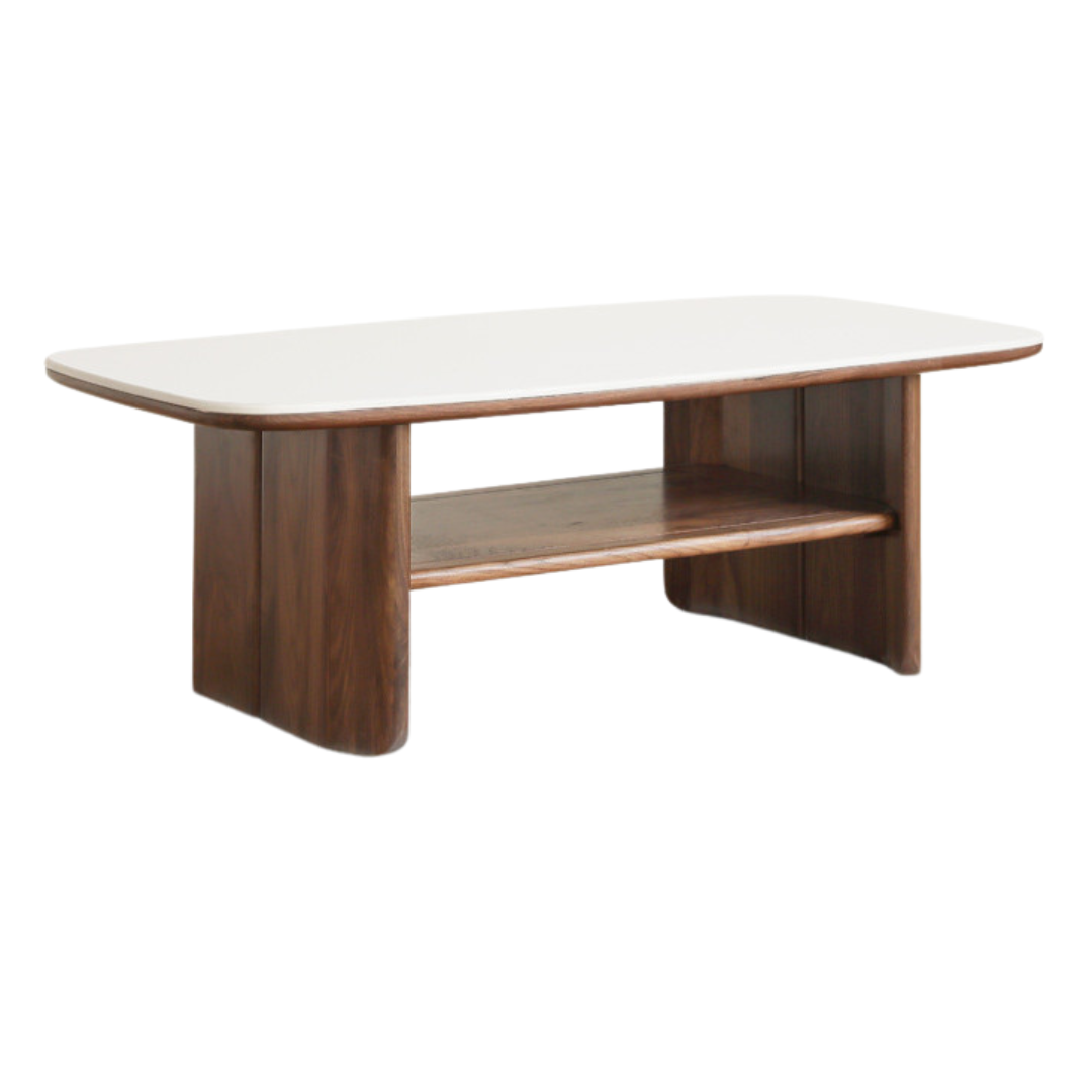 Rubber, Oak, Black Walnut, Сherry Solid Wood Rock Plate Coffee Table