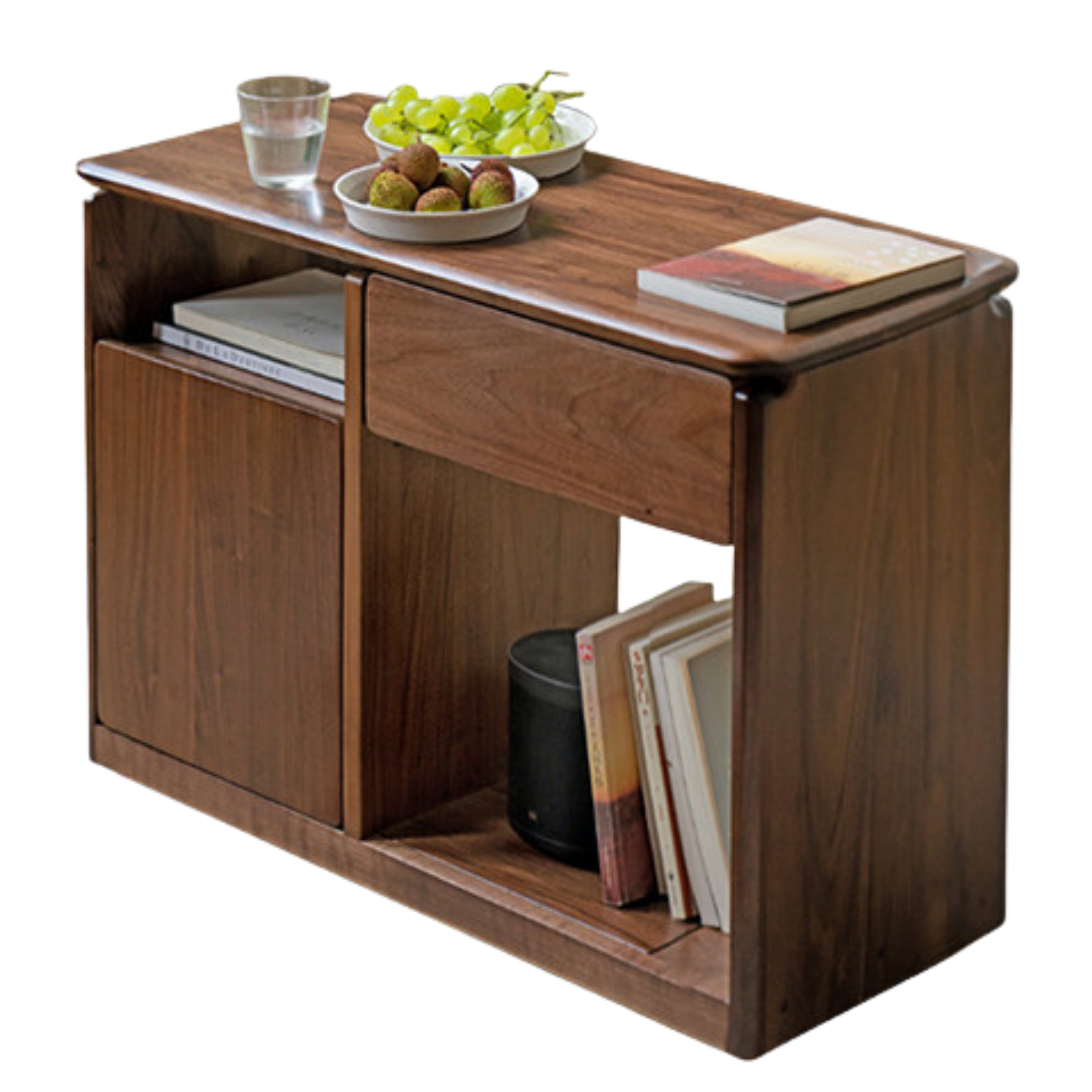 Black Walnut Solid Wood Nordic Style Movable Side Cabinet