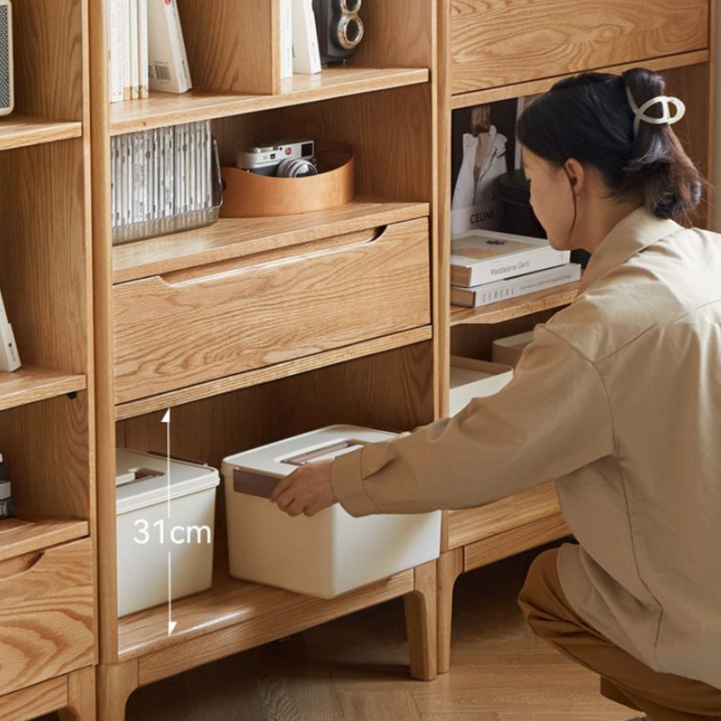Oak Solid Wood Japanese Style Bookcase