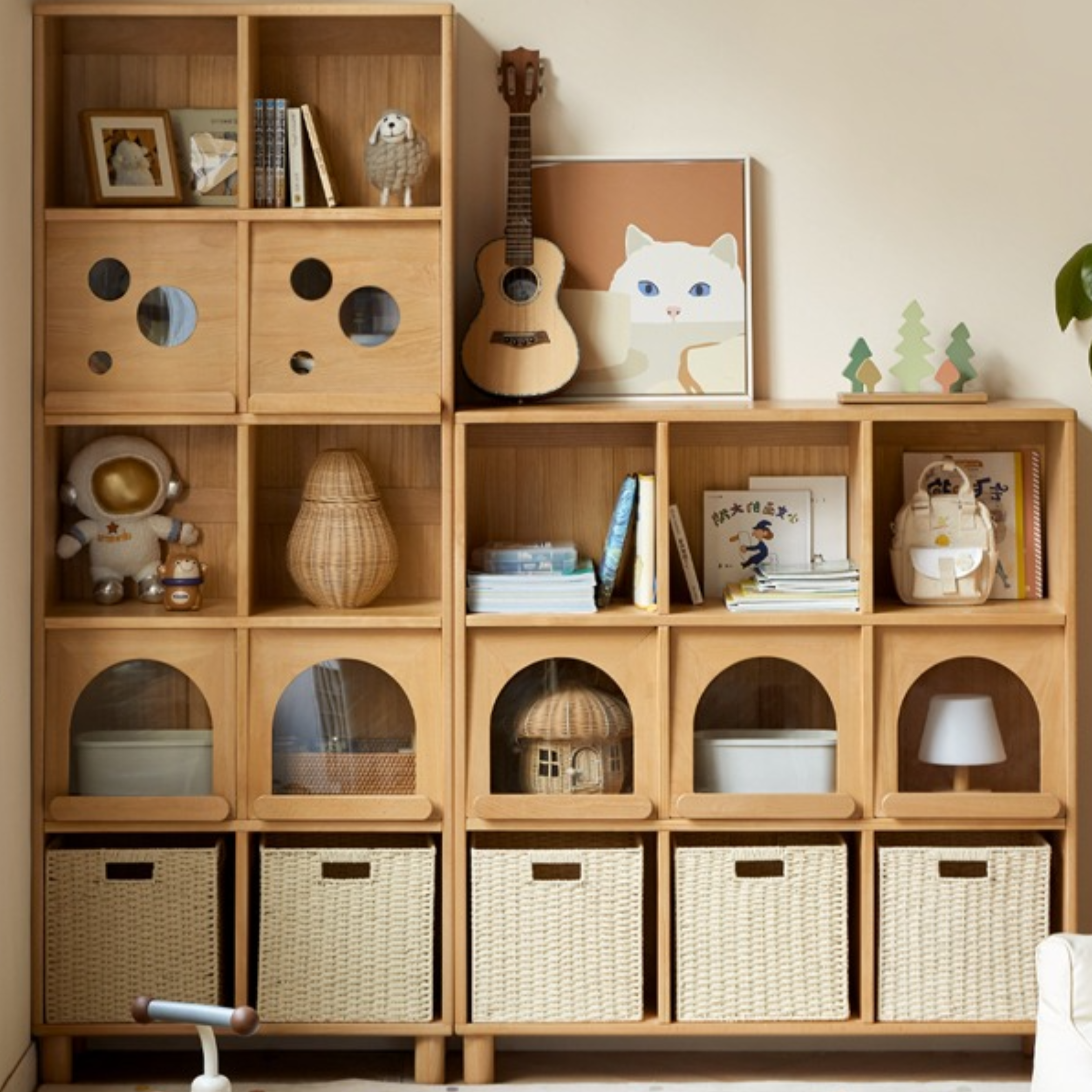 European Beech Solid Wood Combination Floor Kids Cabinet
