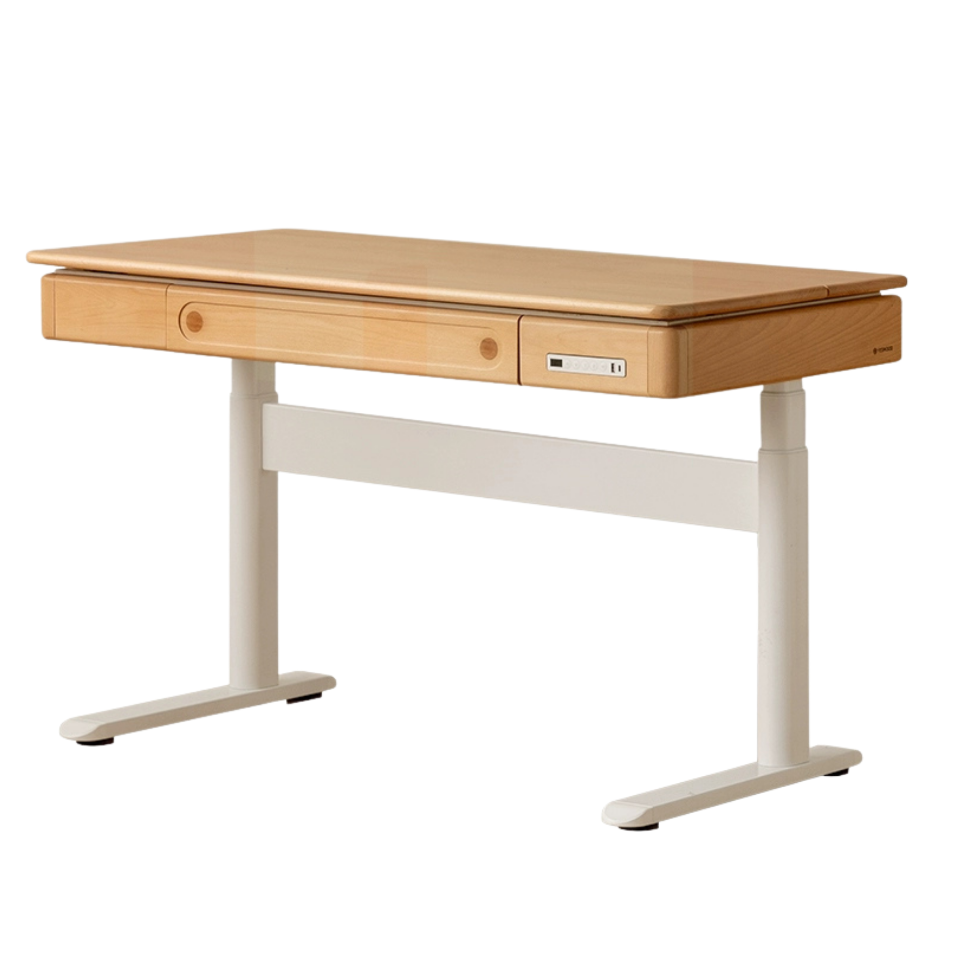 Beech Solid Wood Children's Study Desk with Electric Lift