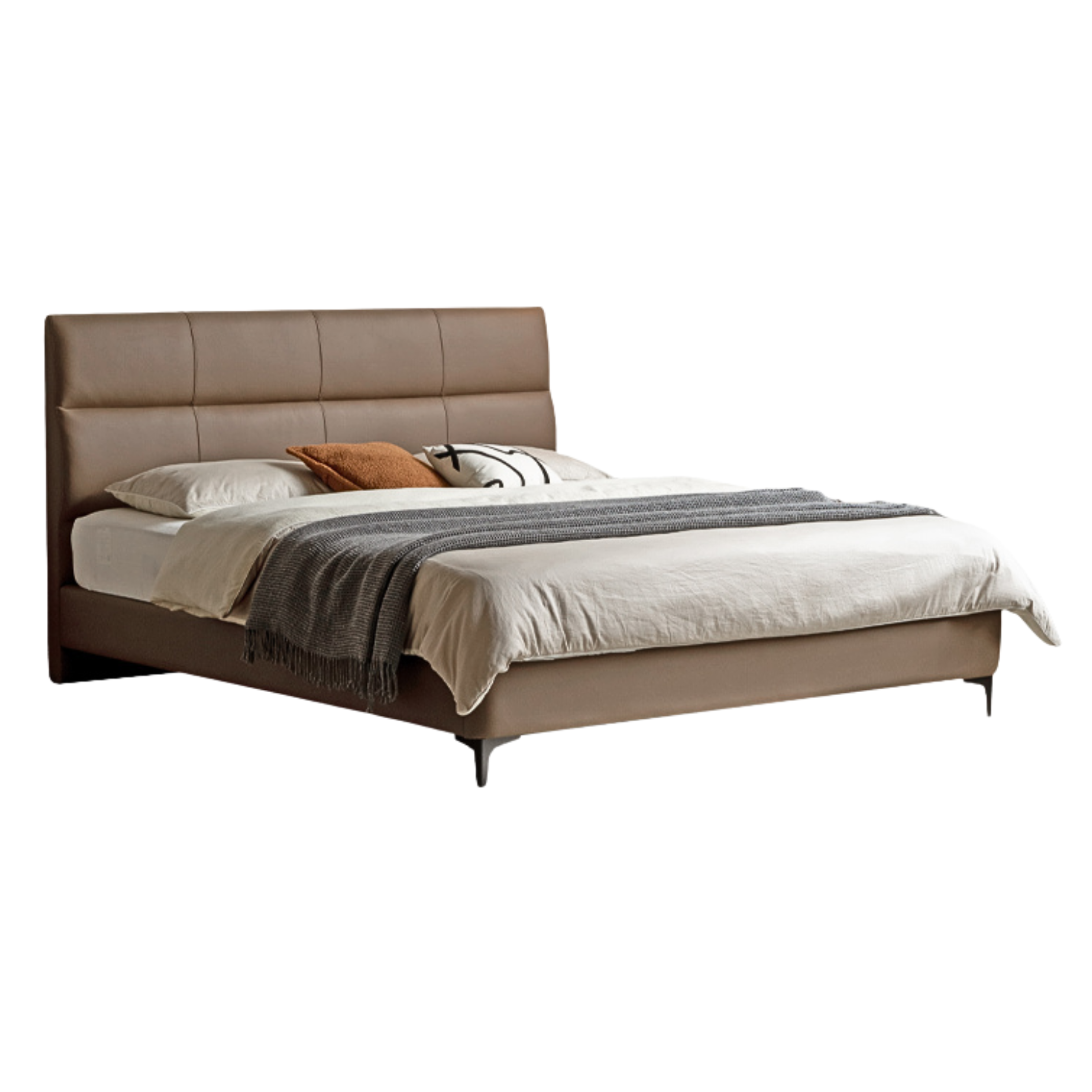 Luxury Genuine Leather Modern Minimalist Bed