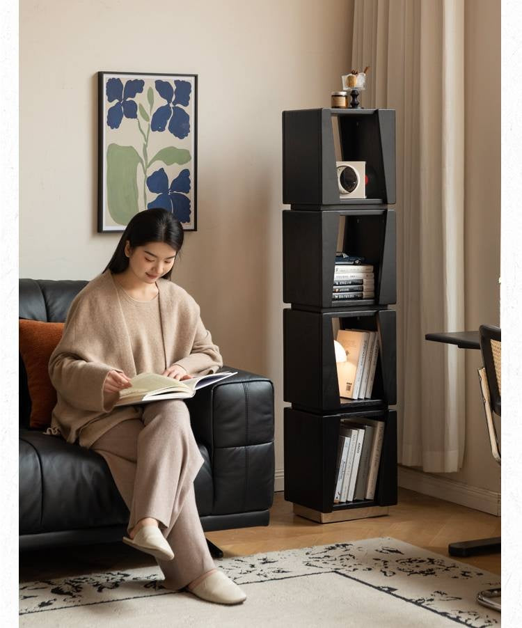 Oak Solid Wood Narrow Bauhaus Style Bookshelf