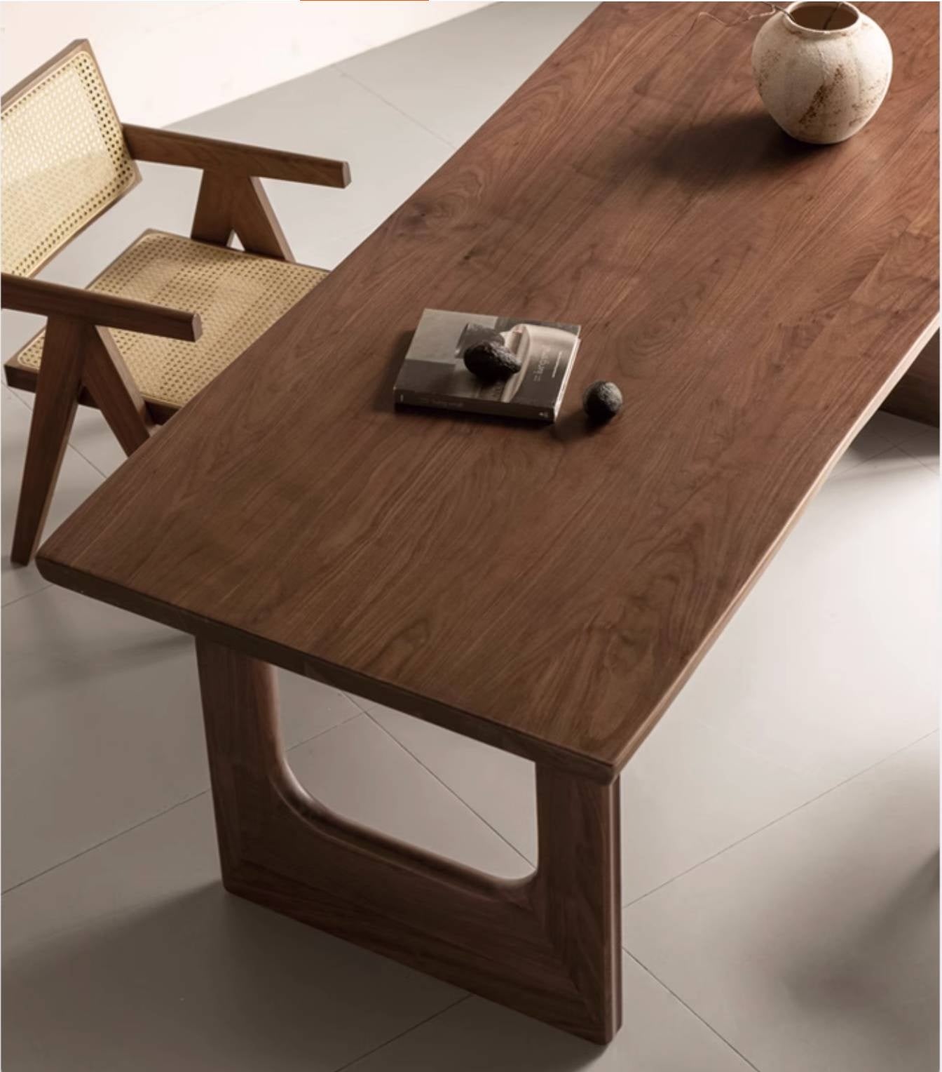 Black Walnut, Sandalwood Solid Wood Wabi Sabi Style Large Board Dining Table