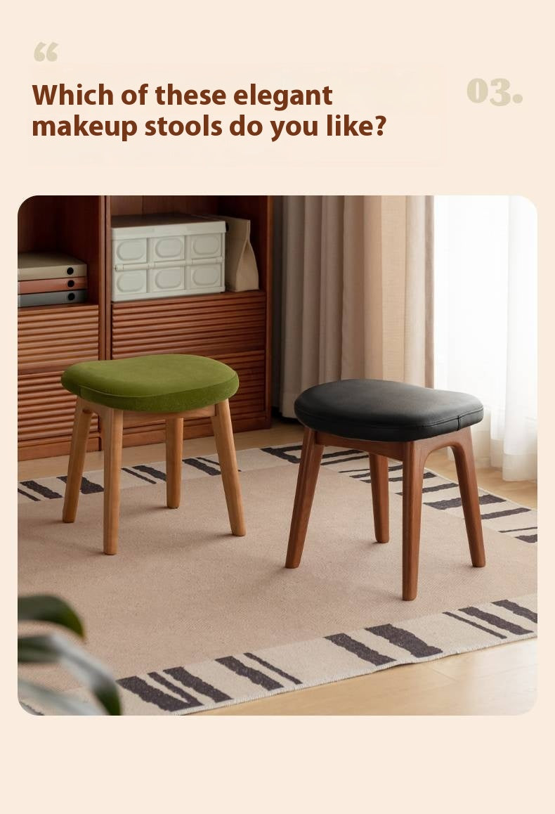 Oak, Cherry Solid Wood Makeup Stool