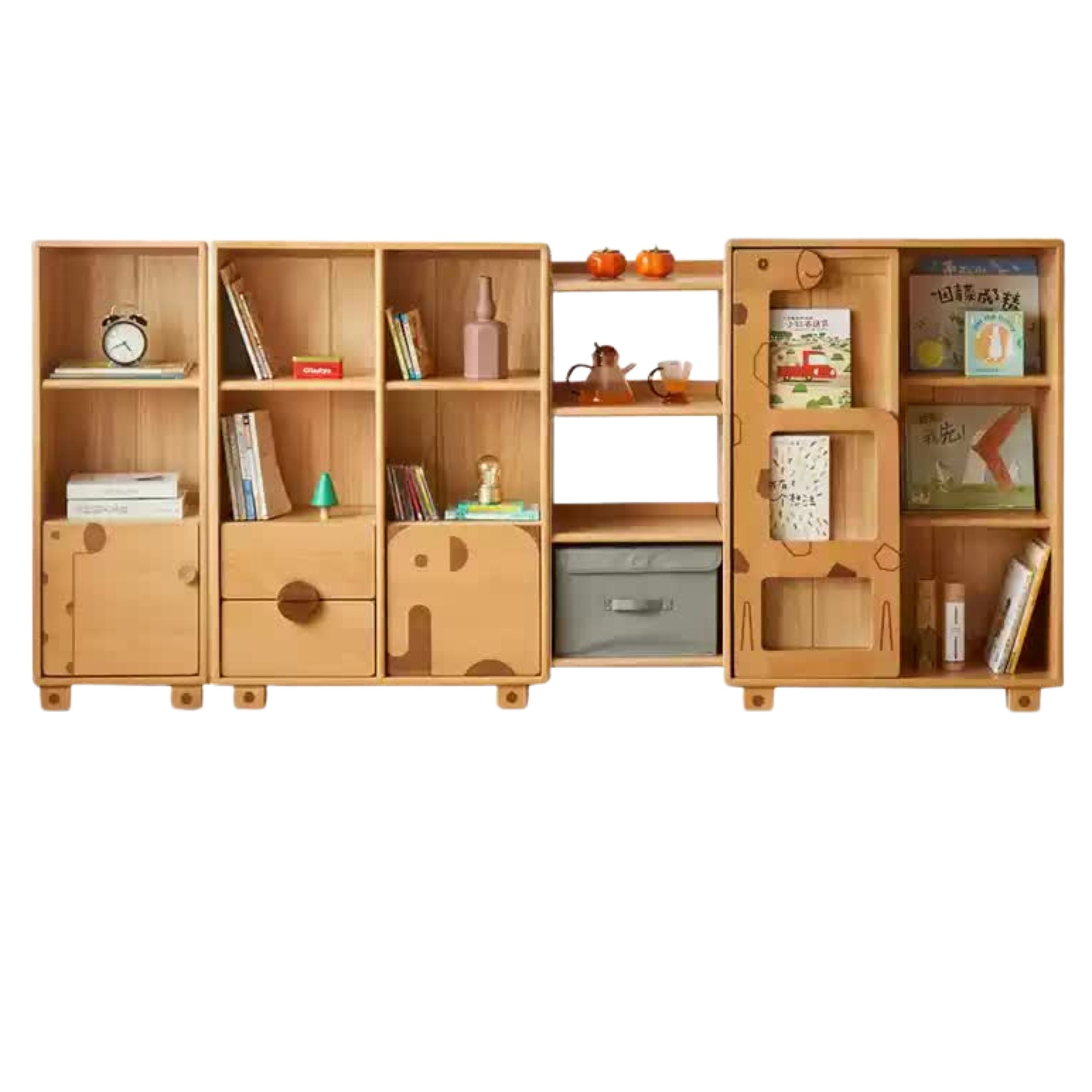 Oak Solid Wood Multi-Layer Children's Bookcase