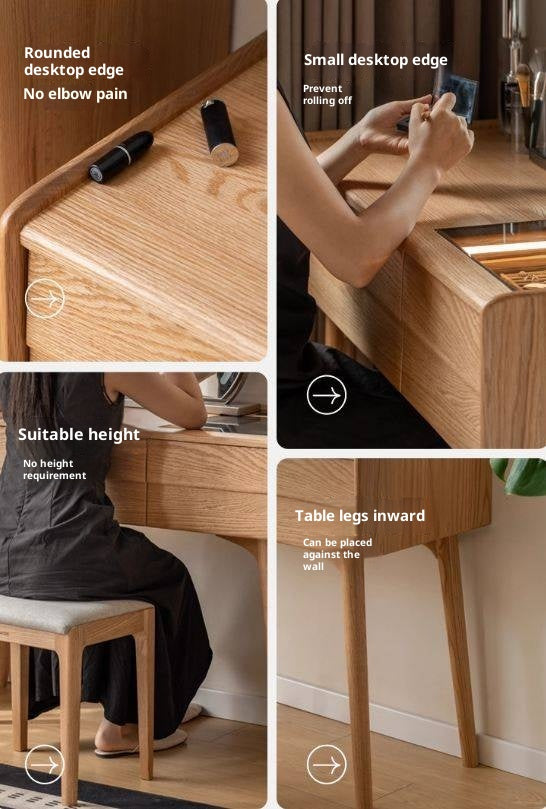 Oak Solid Wood Modern Minimalist Multifunctional Dressing Table