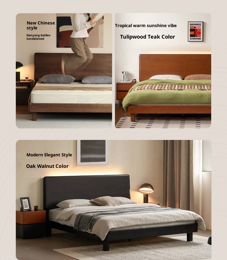 Ash Solid Wood Luminous Bed Modern Minimalist