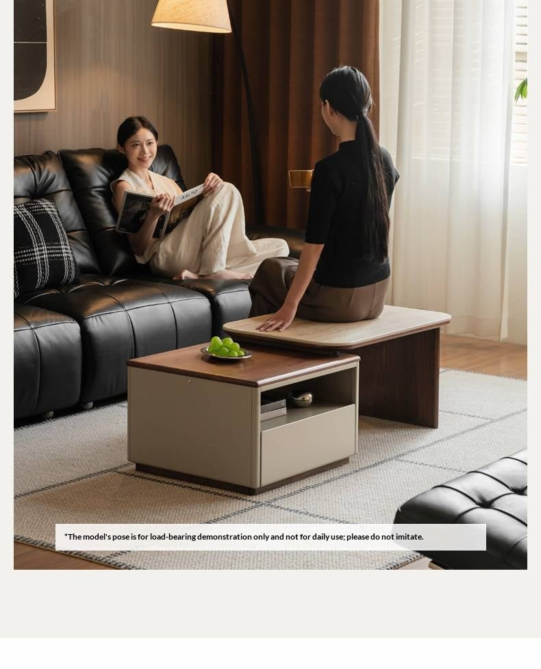 Black Walnut Solid Wood Italian Light Luxury Rock Plate Coffee Table