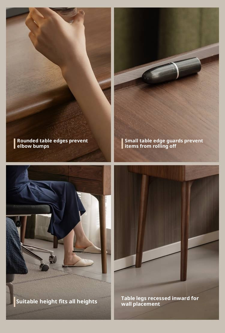 Black Walnut Solid Wood Italian Light Luxury Vanity Table