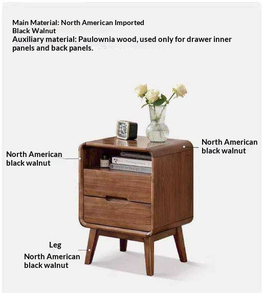 Black Walnut, Oak Modern Storage Small Nightstand