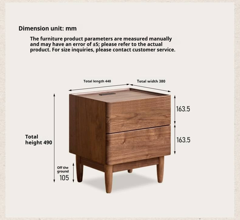 Black Walnut, Ash Solid Wood Nightstand