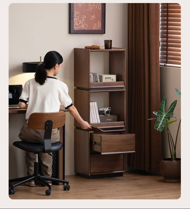 Black Walnut, Sandalwood Solid Wood Italian Light Luxury Bookshelf