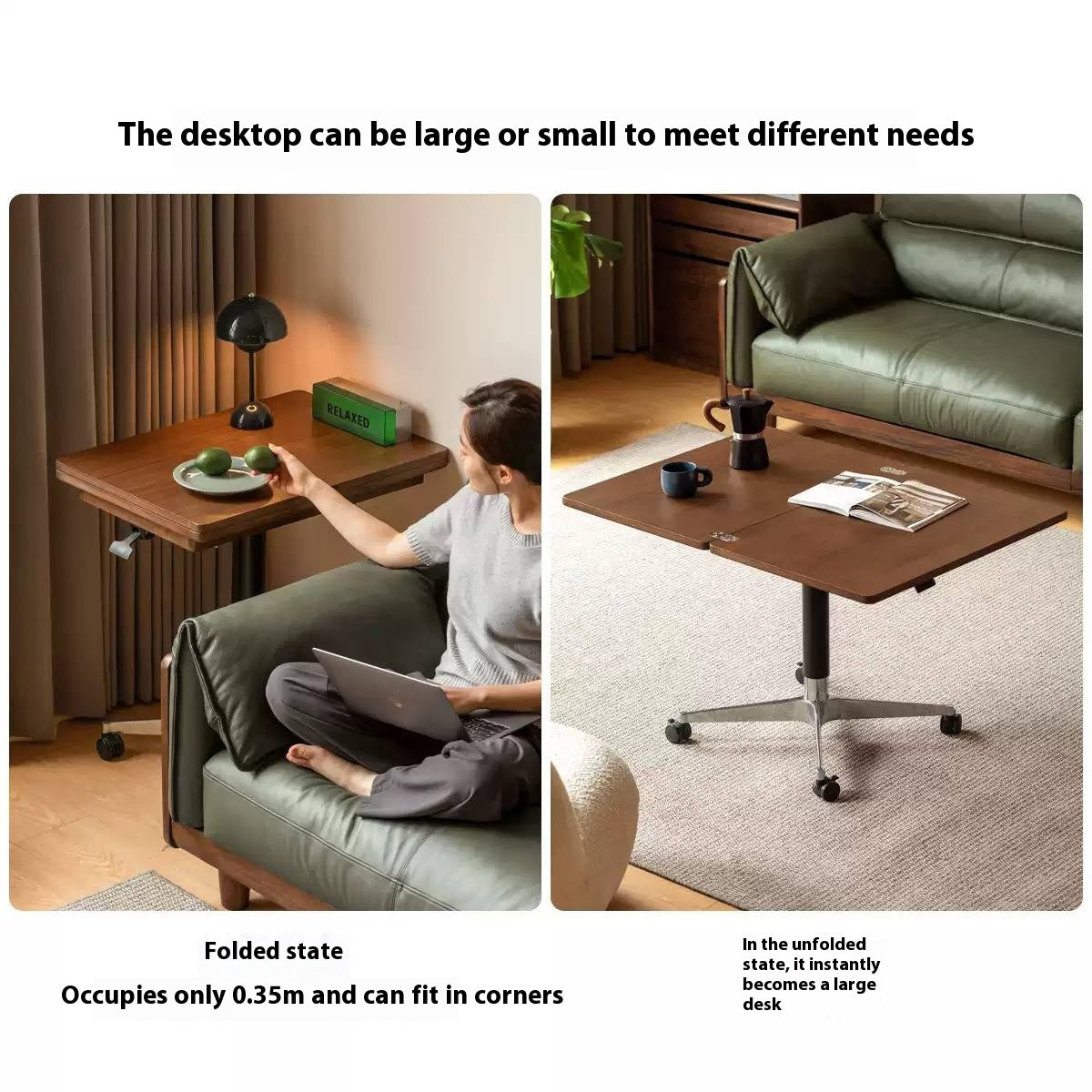 Black Walnut, Oak Solid Wood Rectangular Lift Side Table