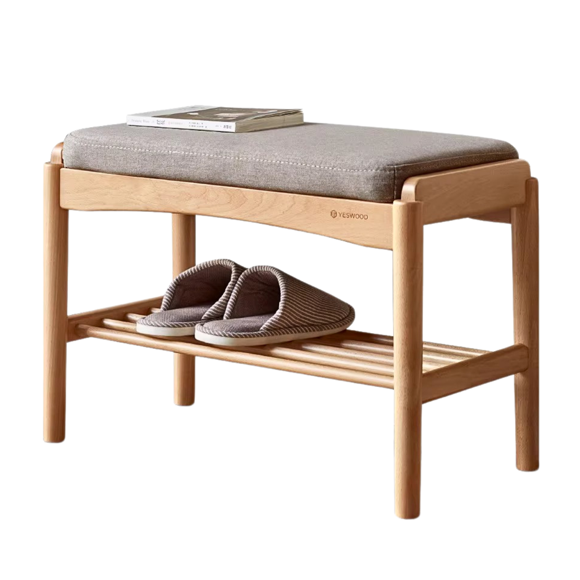Back Walnut, Oak, Beech, Cherry Solid Wood Shoe Storage Bench