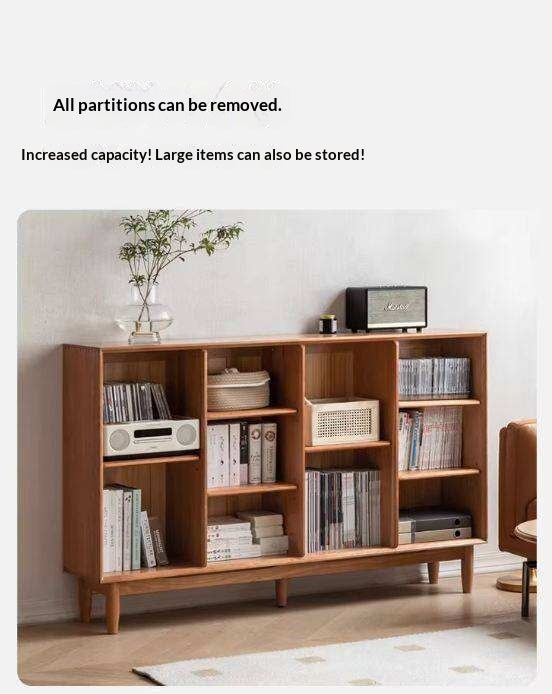 Cherry, Oak Solid Wood Bookshelf Lattice Cabinet