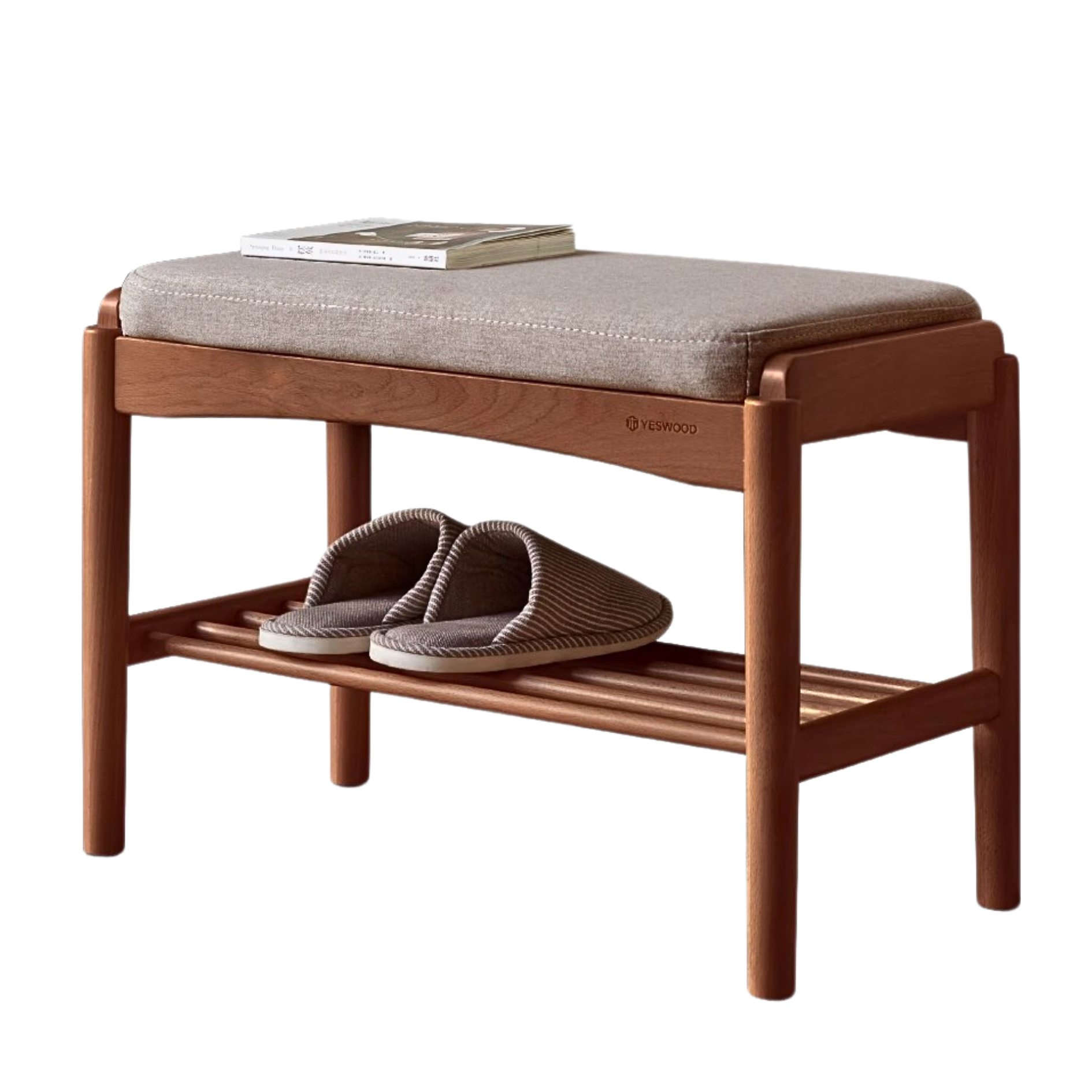 Back Walnut, Oak, Beech, Cherry Solid Wood Shoe Storage Bench