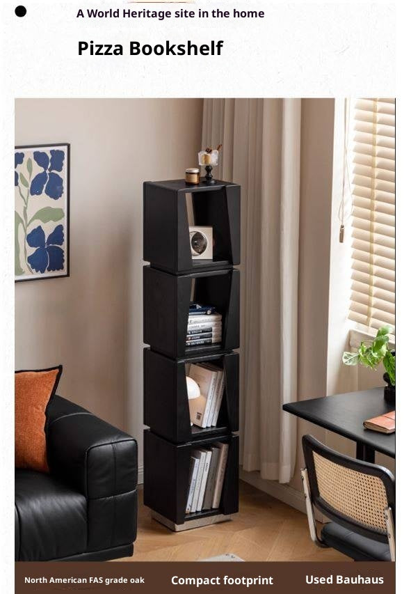 Oak Solid Wood Narrow Bauhaus Style Bookshelf