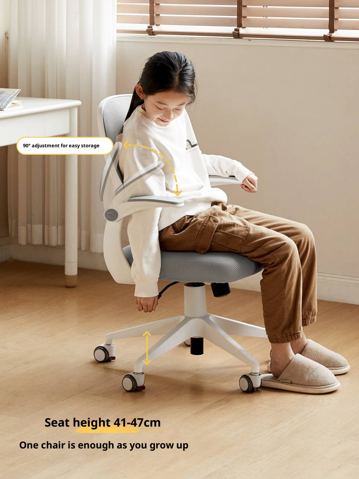 Children's Study Chair With Adjustable Backrest And Lifting Mechanism