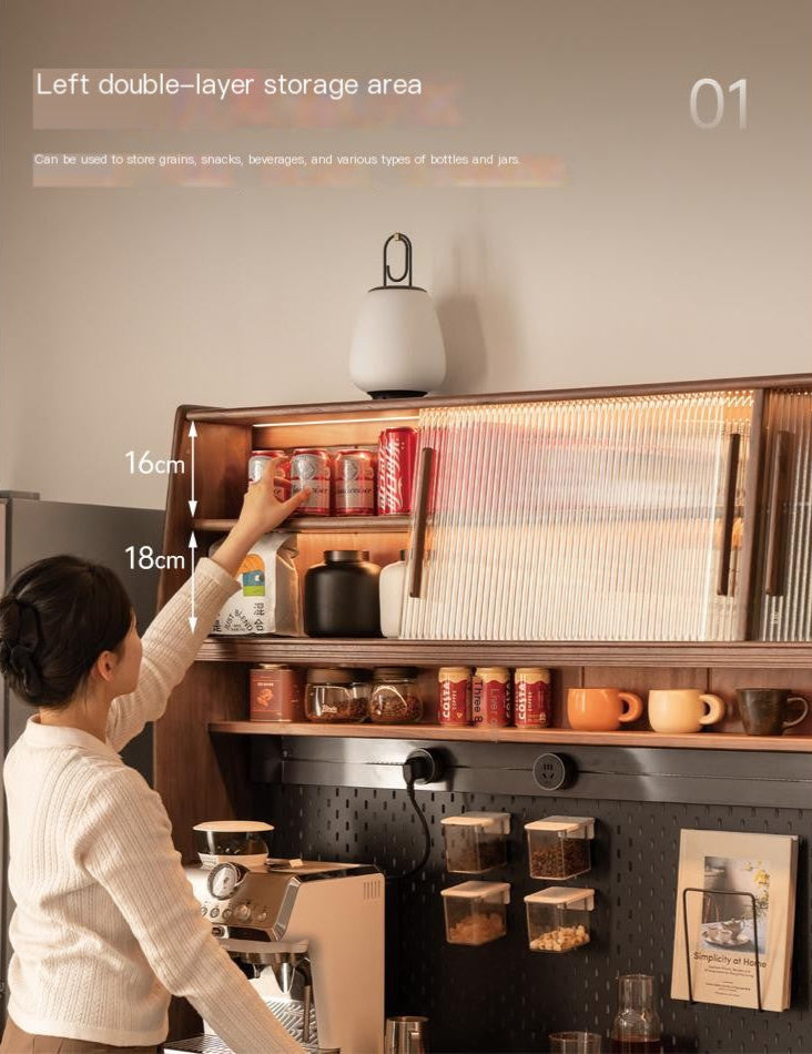 Black Walnut, Oak Solid Wood Light Luxury Style Rock Plate Storage Cabinet