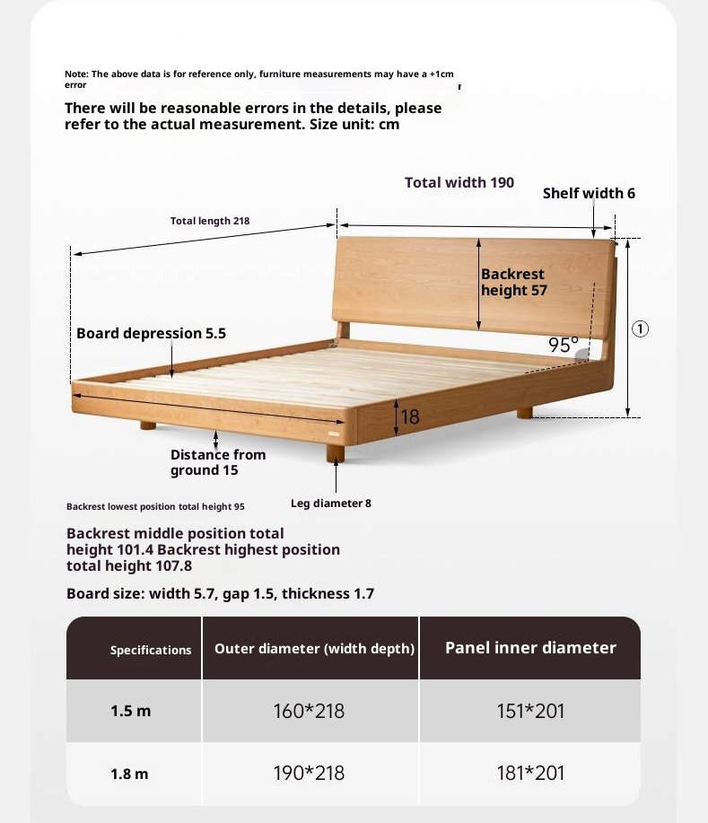 Cherry Solid Wood Bed Modern Style