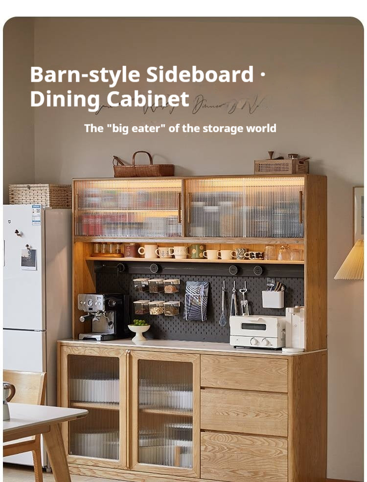 Ash Solid Wood White Wax Rock Plate Sideboard