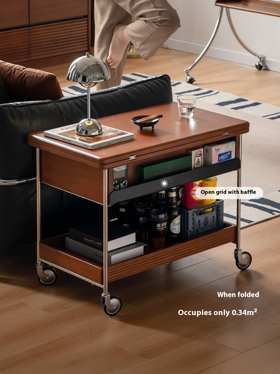 Poplar Solid Wood Middle Ancient Style Mobile Coffee Table