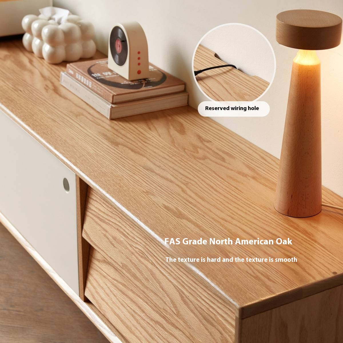 Oak Solid Wood Modern TV Stand.