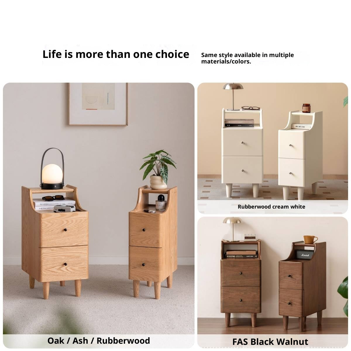 Cherry Solid Wood Modern Nightstand