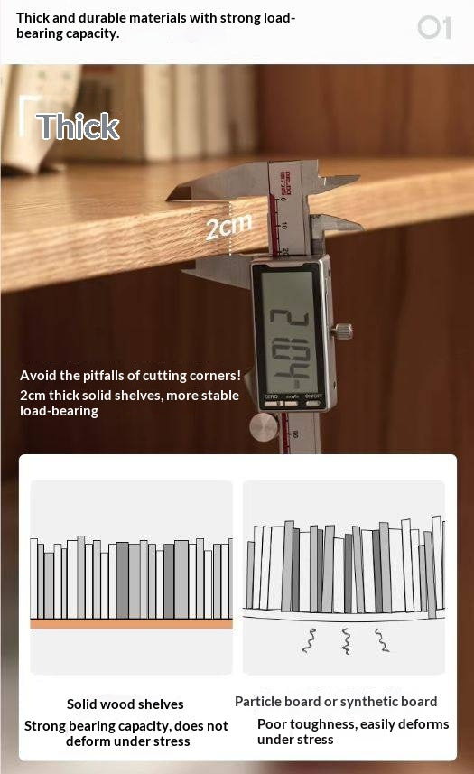 Ash Solid Wood Wall-Mounted Bookcase with Integrated Study Shelf