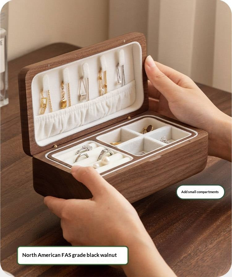 Black Walnut, Cherry Solid Wood Jewelry Box