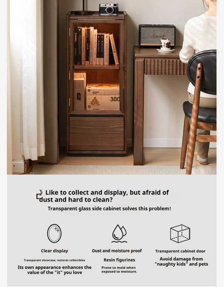 Sandalwood, Black Walnut Solid Wood Floor Storage Cabinet.