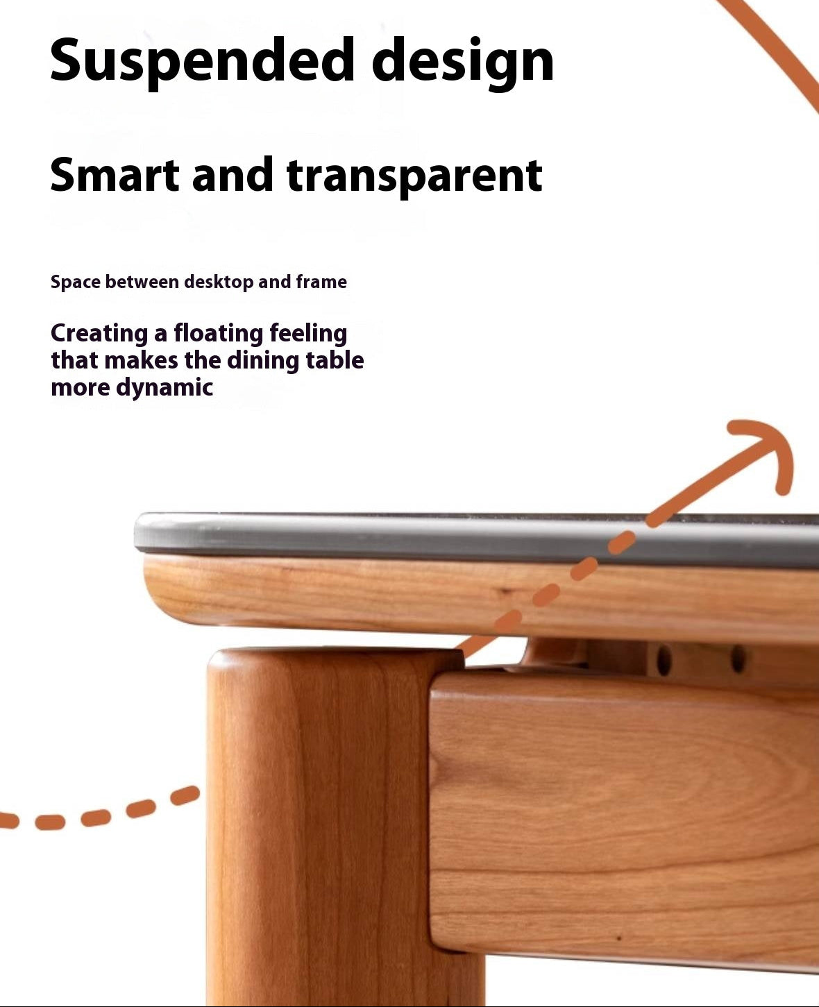 Cherry Solid Wood Rock Board Dining Table