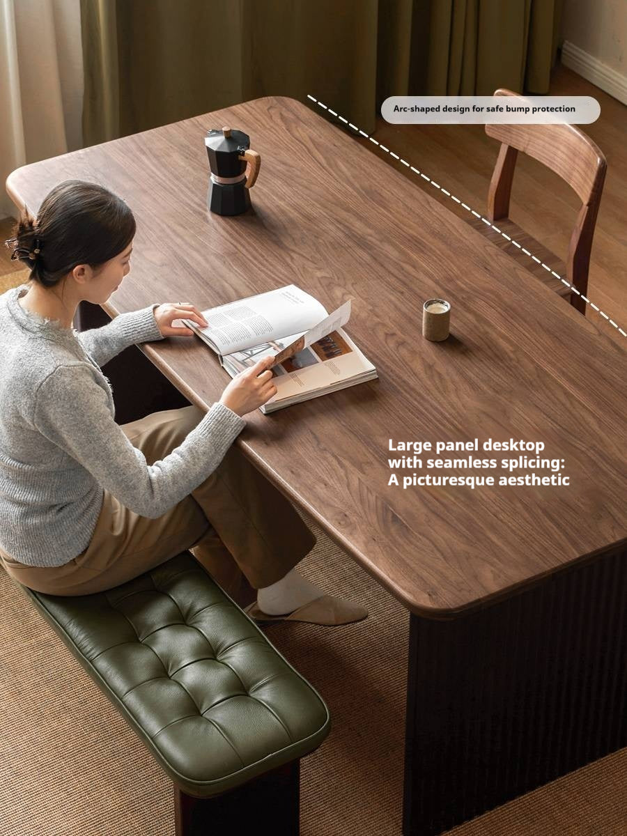 Black Walnut Solid Wood Light Luxury Style Dining Table