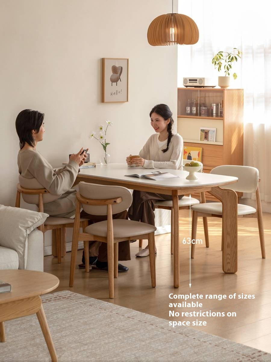 Oak Solid Wood Modern Rock Plate Dining Table