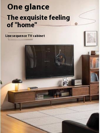 Black Walnut, Oak Solid Wood Sliding Doors TV Cabinet.