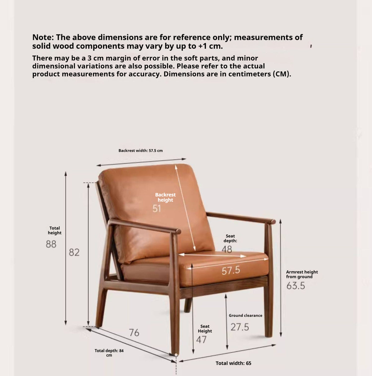 Sandalwood Solid Wood Modern Genuine Leather, Fabrics Lounge Chair