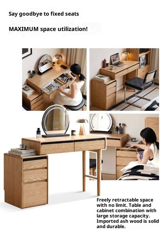 Ash Solid Wood Modern Retractable Dressing Table