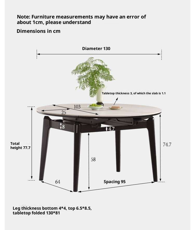 Solid Rubberwood Modern Rock Plate Dining Table.