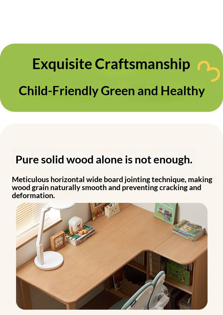 Beech Solid Wood Kids Corner Desk