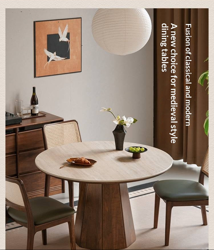 Black Walnut Solid Wood Round Slab Dining Table