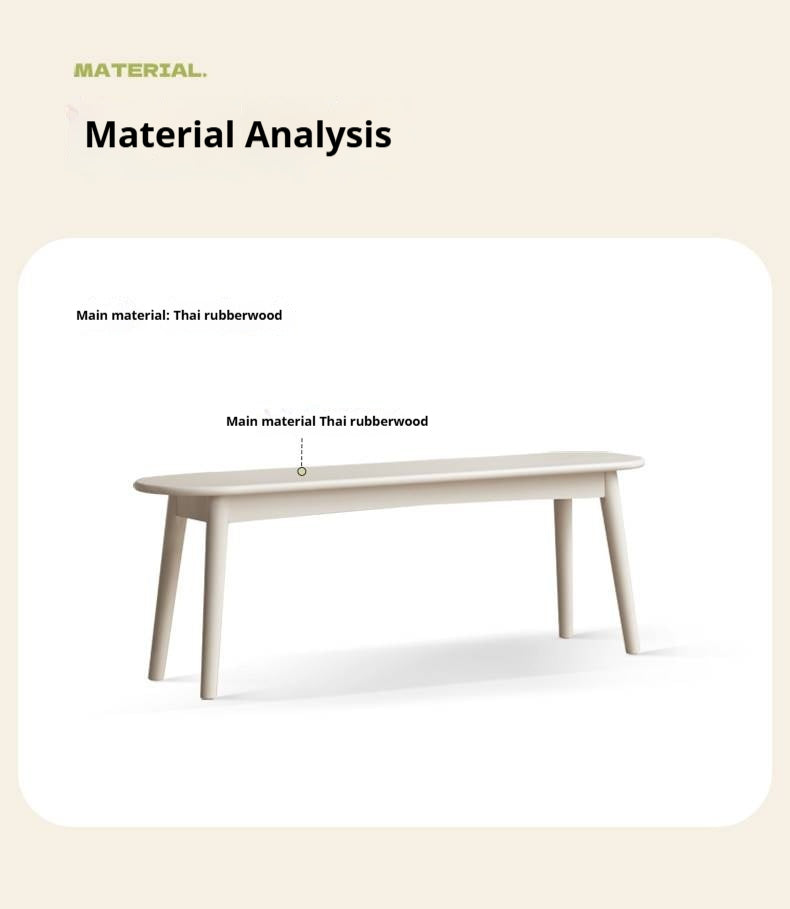 Solid Rubberwood French Cream Style Long Bench