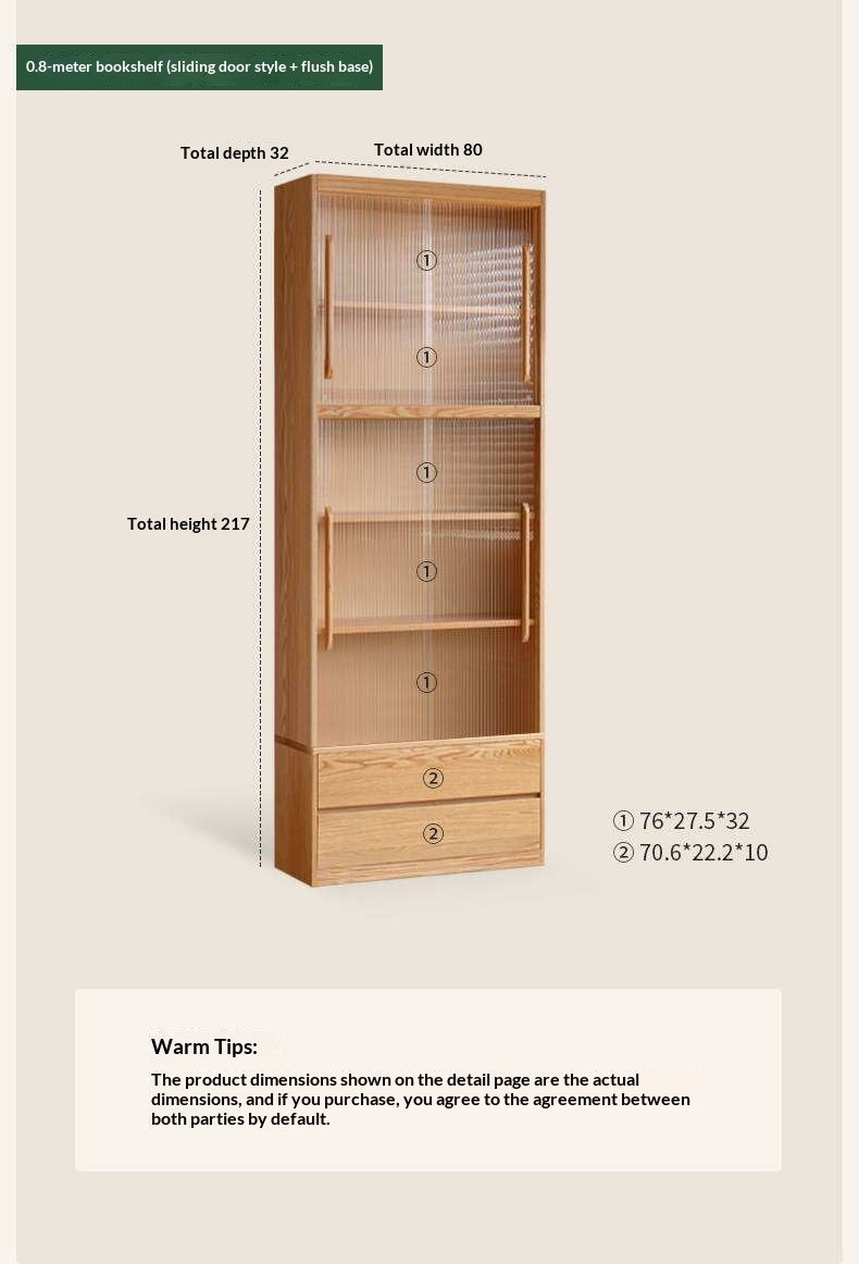 Oak, Ash Solid Wood Wall-Mounted Bookcase with Simple Storage Design