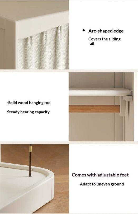 Solid RubberWood Wardrobe with curtains Design