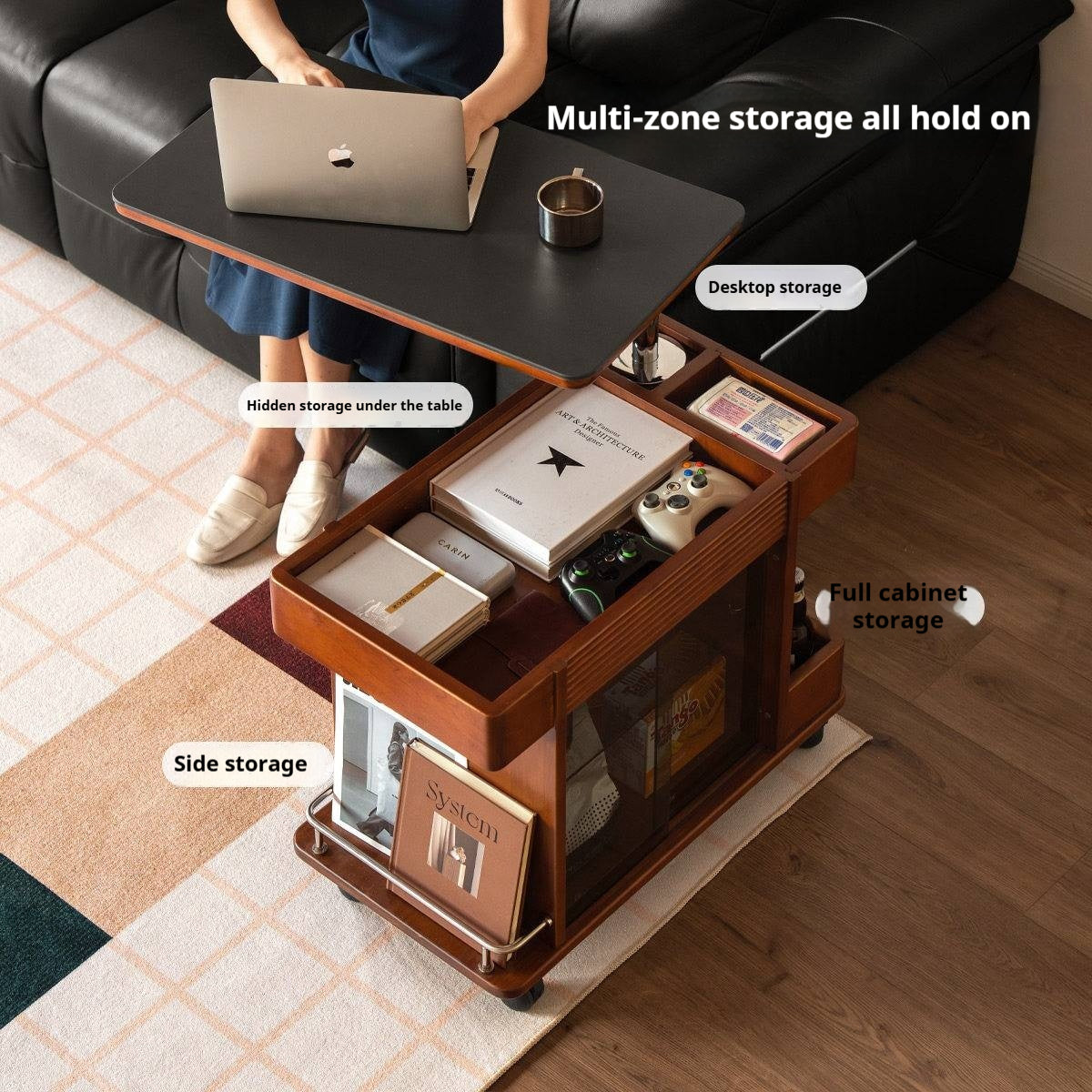 Tulipwood Solid Wood Elevating Rock Board Side Table